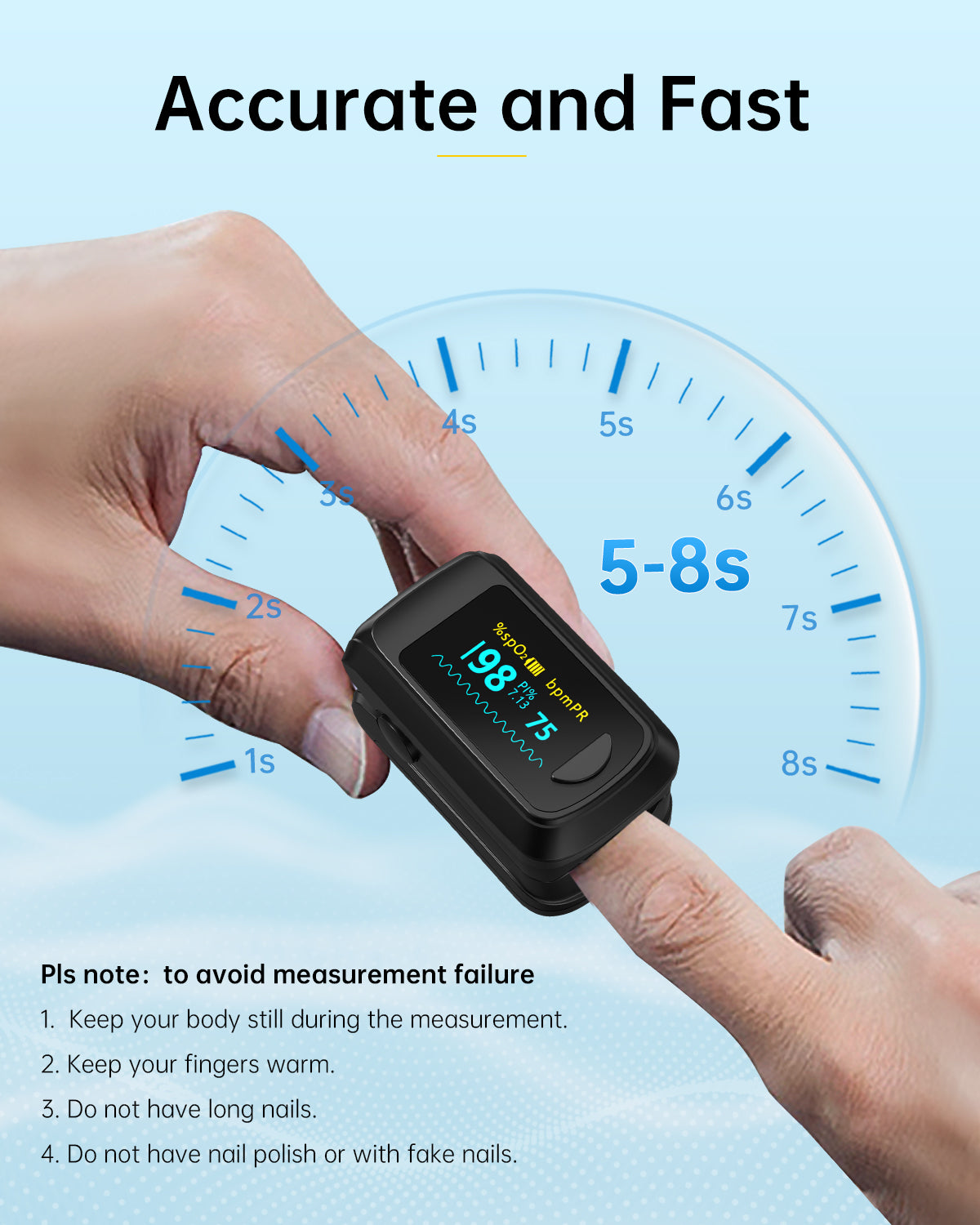 OLED Fingertip Pulse Oximeter Black