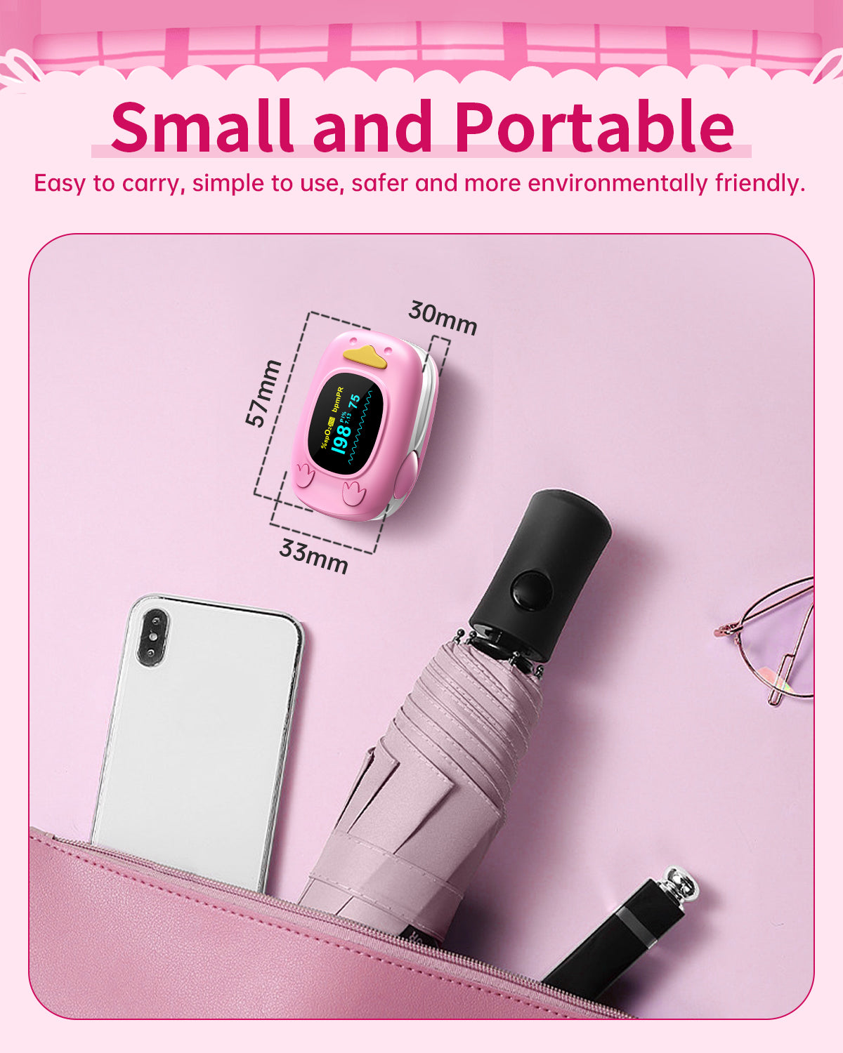 Children Fingertip Pulse Oximeter Pink