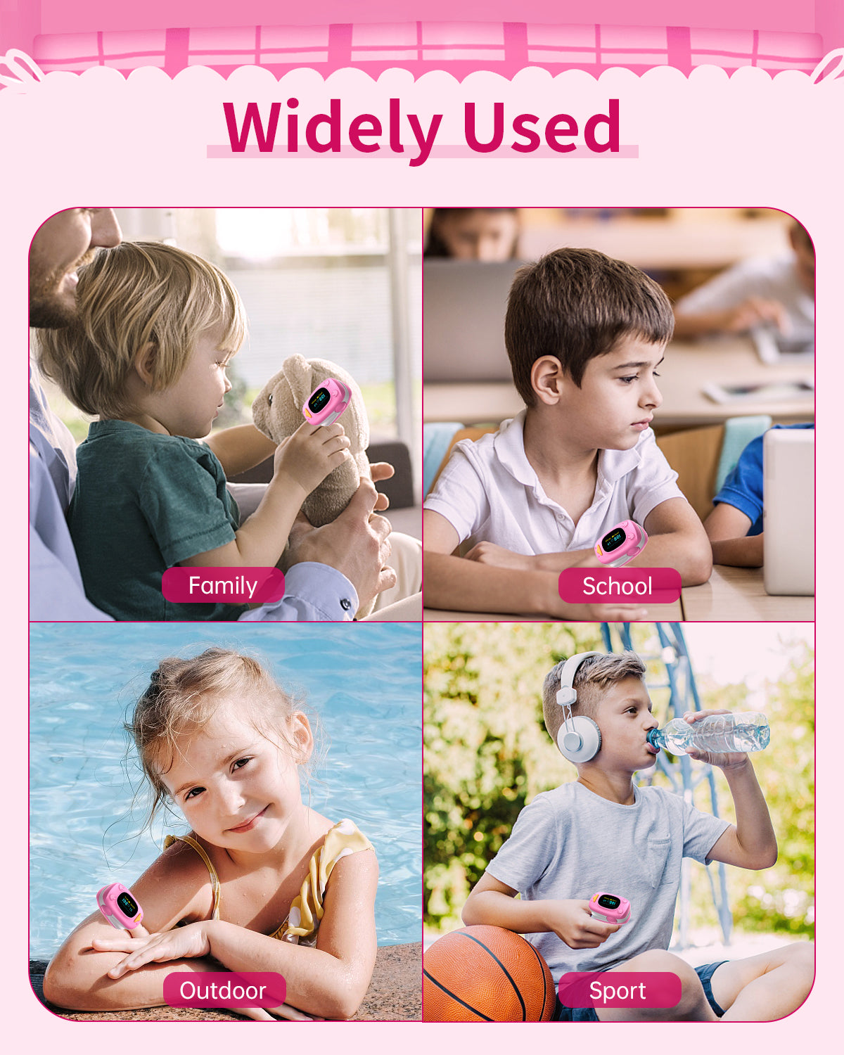 Children Fingertip Pulse Oximeter Pink