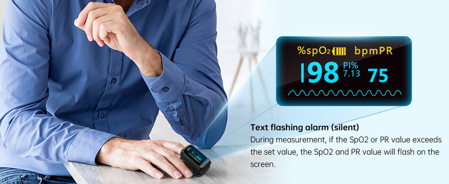 OLED Fingertip Pulse Oximeter Black