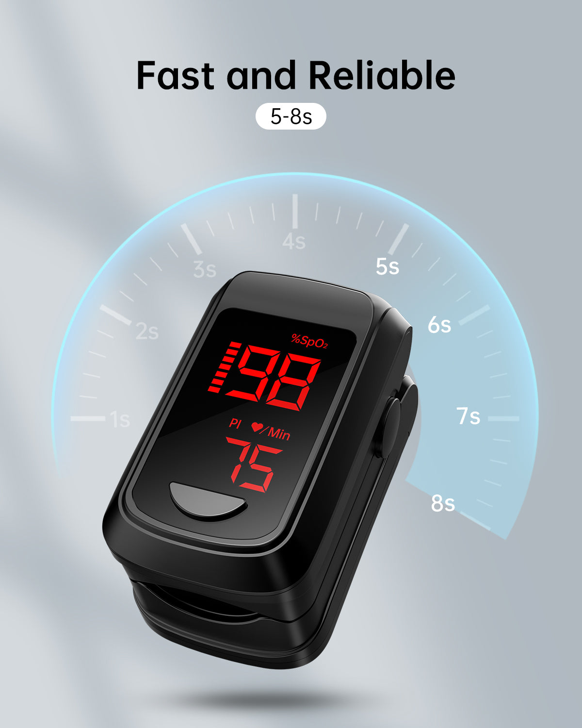 Bluetooth LED Fingertip Pulse Oximeter Black