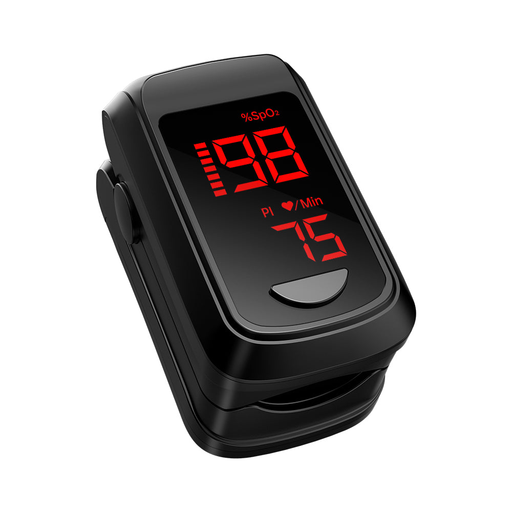 Bluetooth LED Fingertip Pulse Oximeter Black