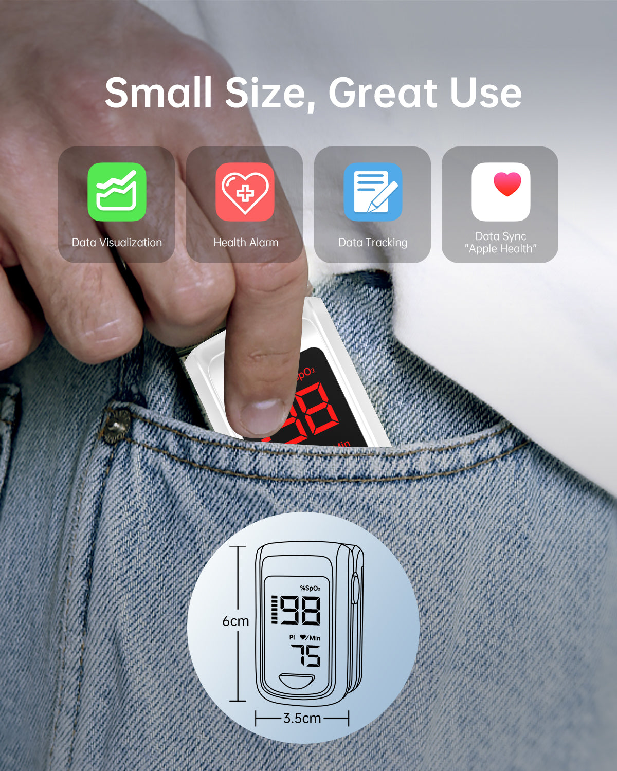 Bluetooth LED Fingertip Pulse Oximeter White