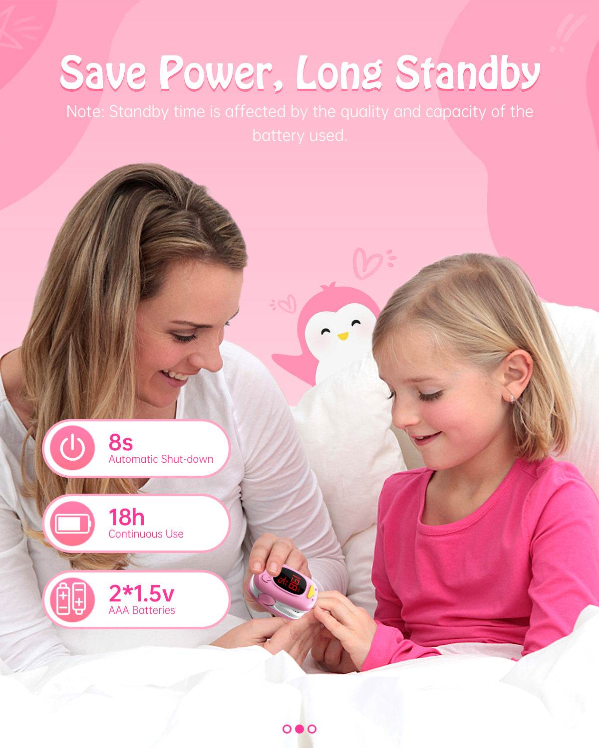 Bluetooth LED Children Fingertip Pulse Oximeter Pink