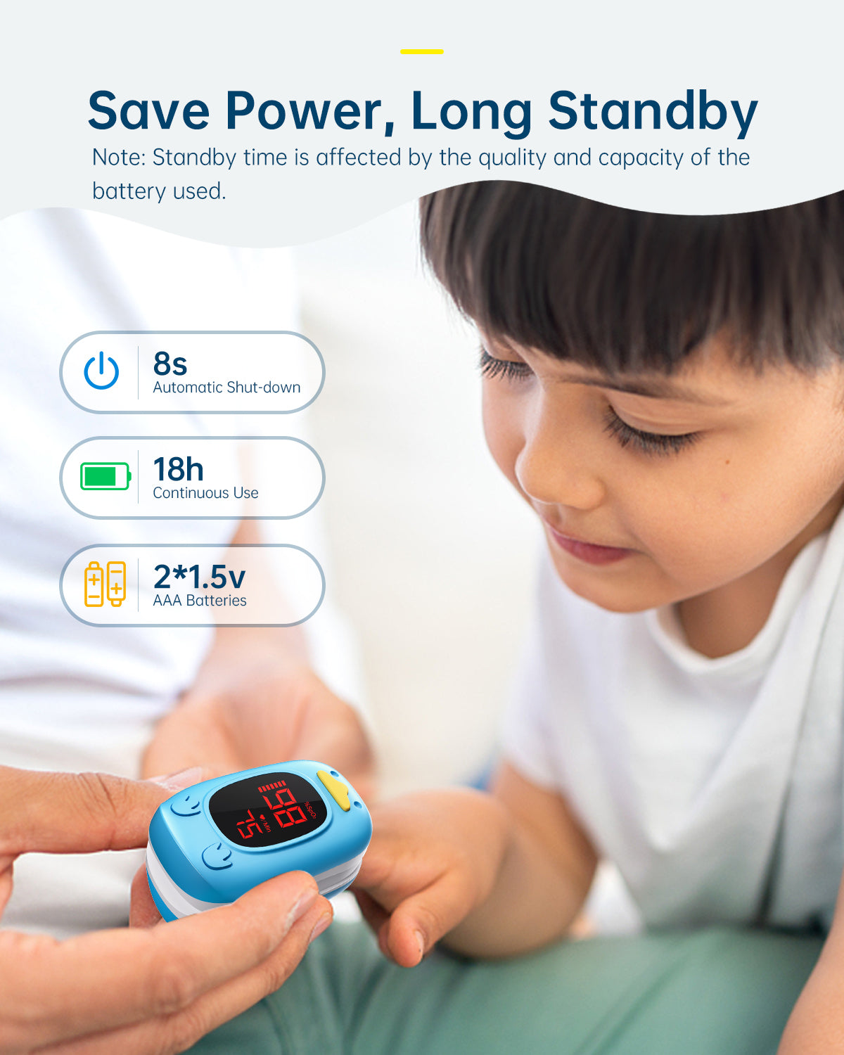 Bluetooth LED Children Fingertip Pulse Oximeter Blue