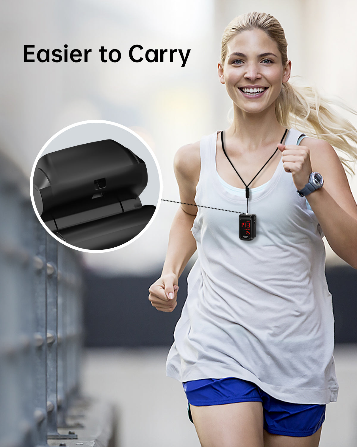 Bluetooth LED Fingertip Pulse Oximeter Black