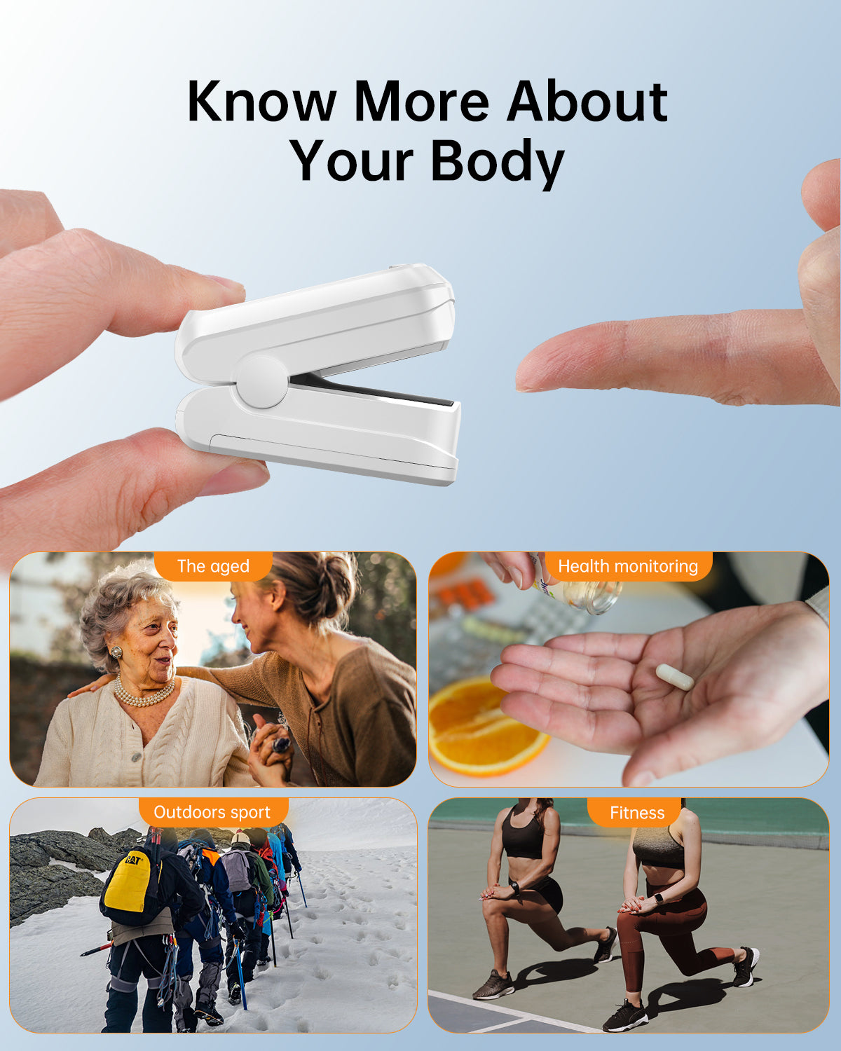 Bluetooth LED Fingertip Pulse Oximeter White
