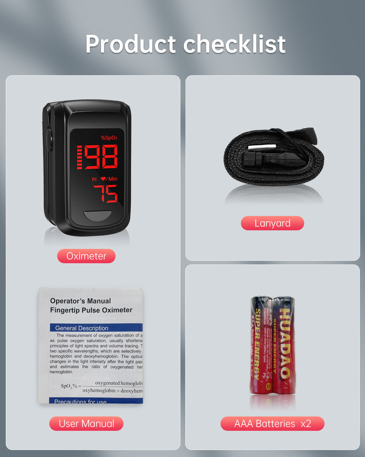 Bluetooth LED Fingertip Pulse Oximeter Black