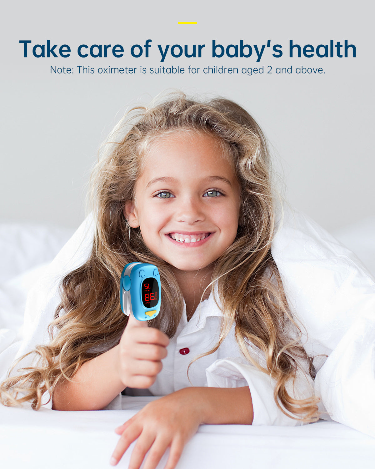 Bluetooth LED Children Fingertip Pulse Oximeter Blue