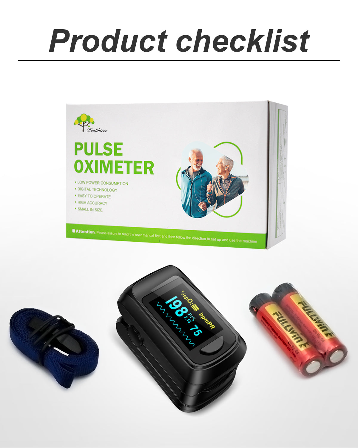 Bluetooth OLED Fingertip Pulse Oximeter Black