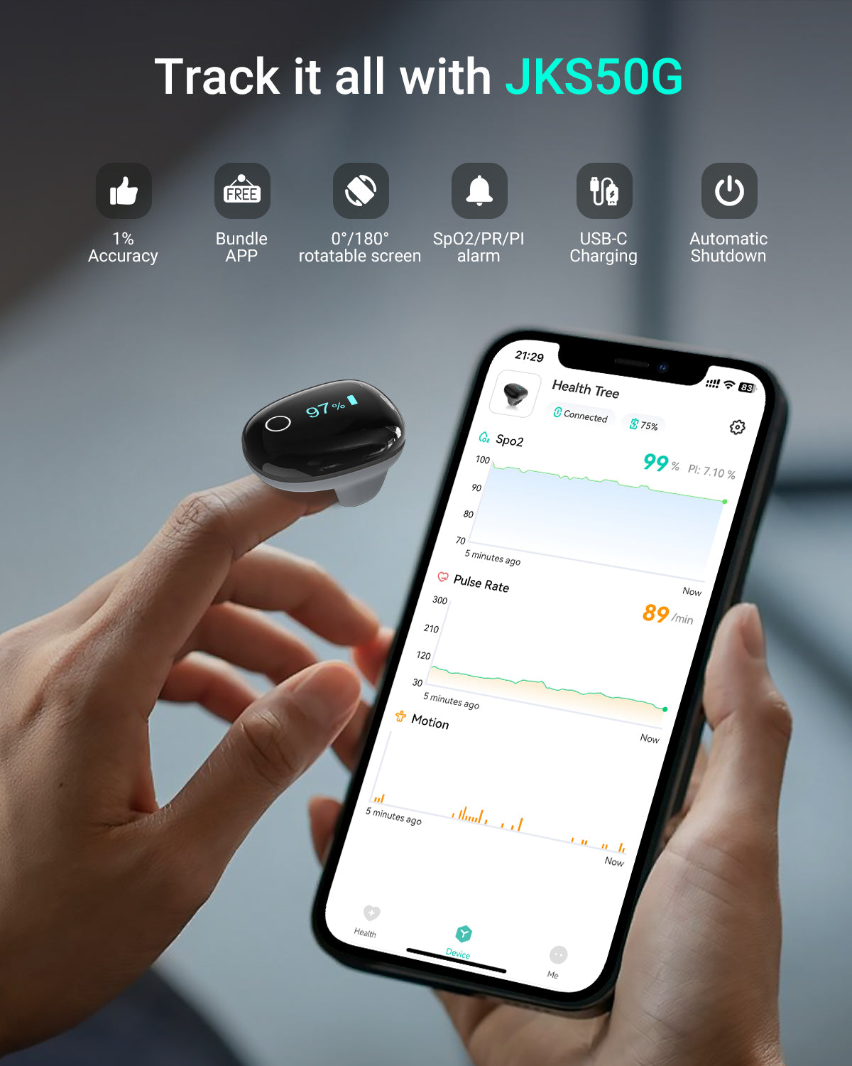 New Arrival HealthTree Ring Pulse Oximeter JKS50G