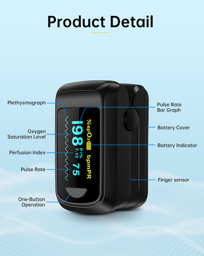 OLED Fingertip Pulse Oximeter Black