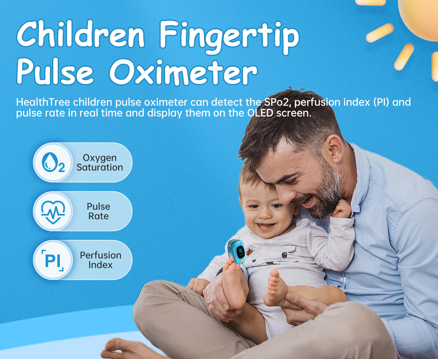 Children Fingertip Pulse Oximeter Blue