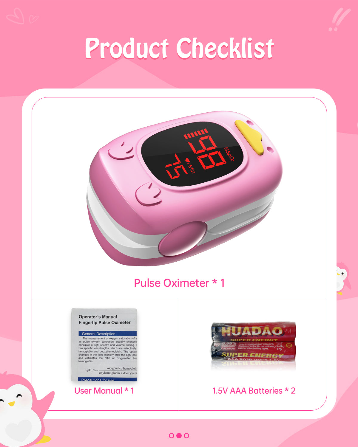 Bluetooth LED Children Fingertip Pulse Oximeter Pink