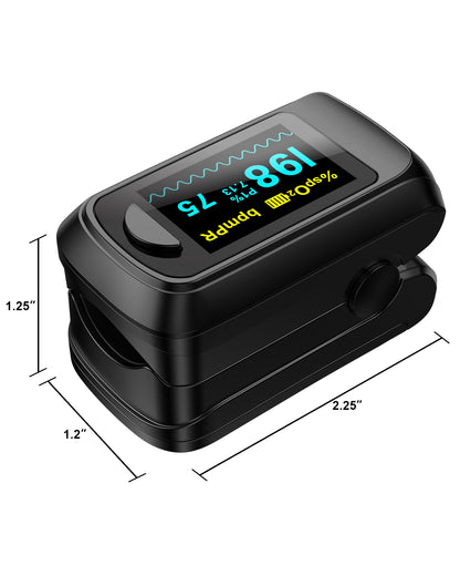Bluetooth OLED Fingertip Pulse Oximeter Black
