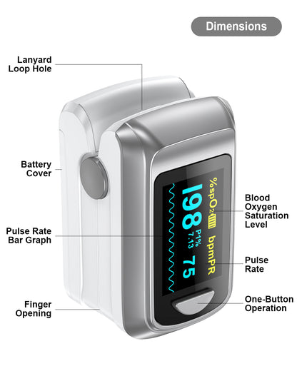 Bluetooth OLED Fingertip Pulse Oximeter Gray